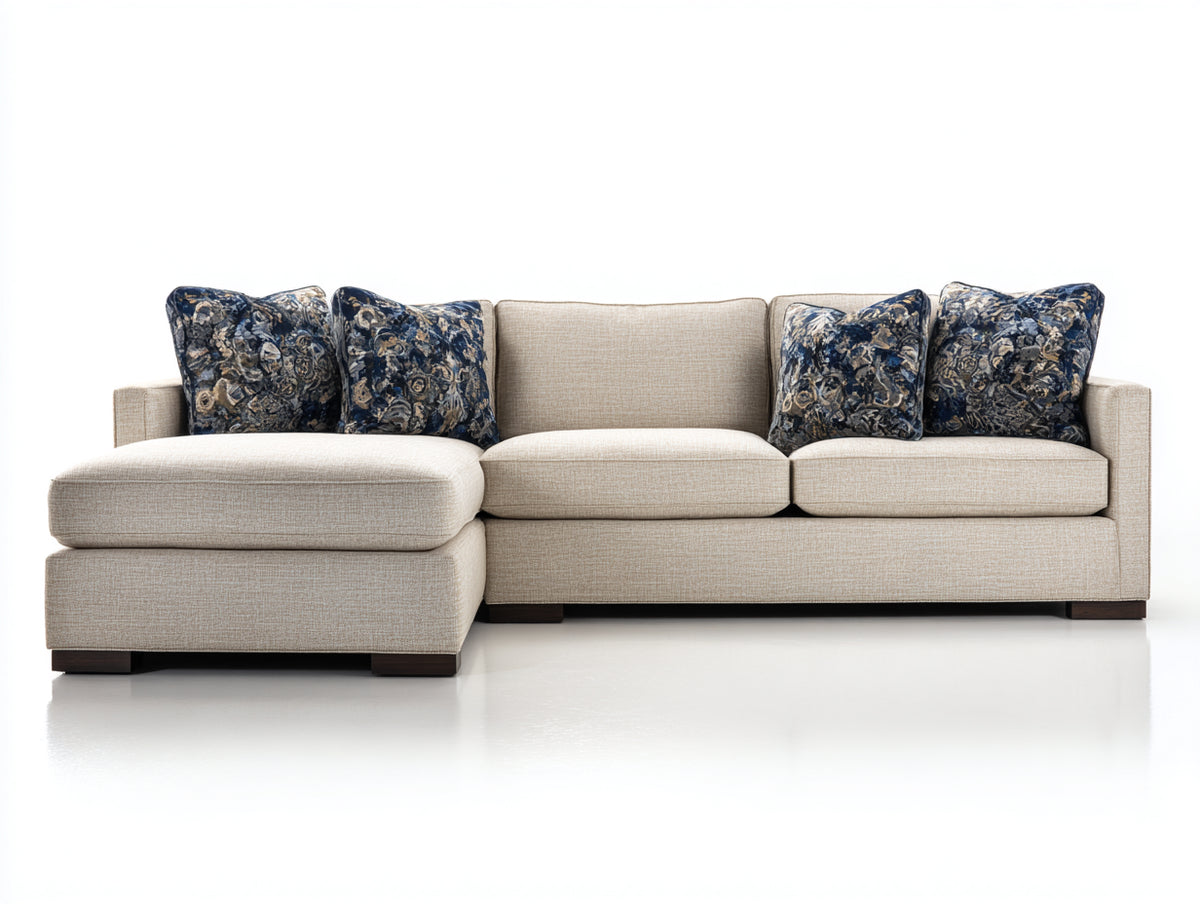 Sofás de esquina tapizado 250x170x86 cm - beige - diseño moderno con chaise longue y asiento acolchado