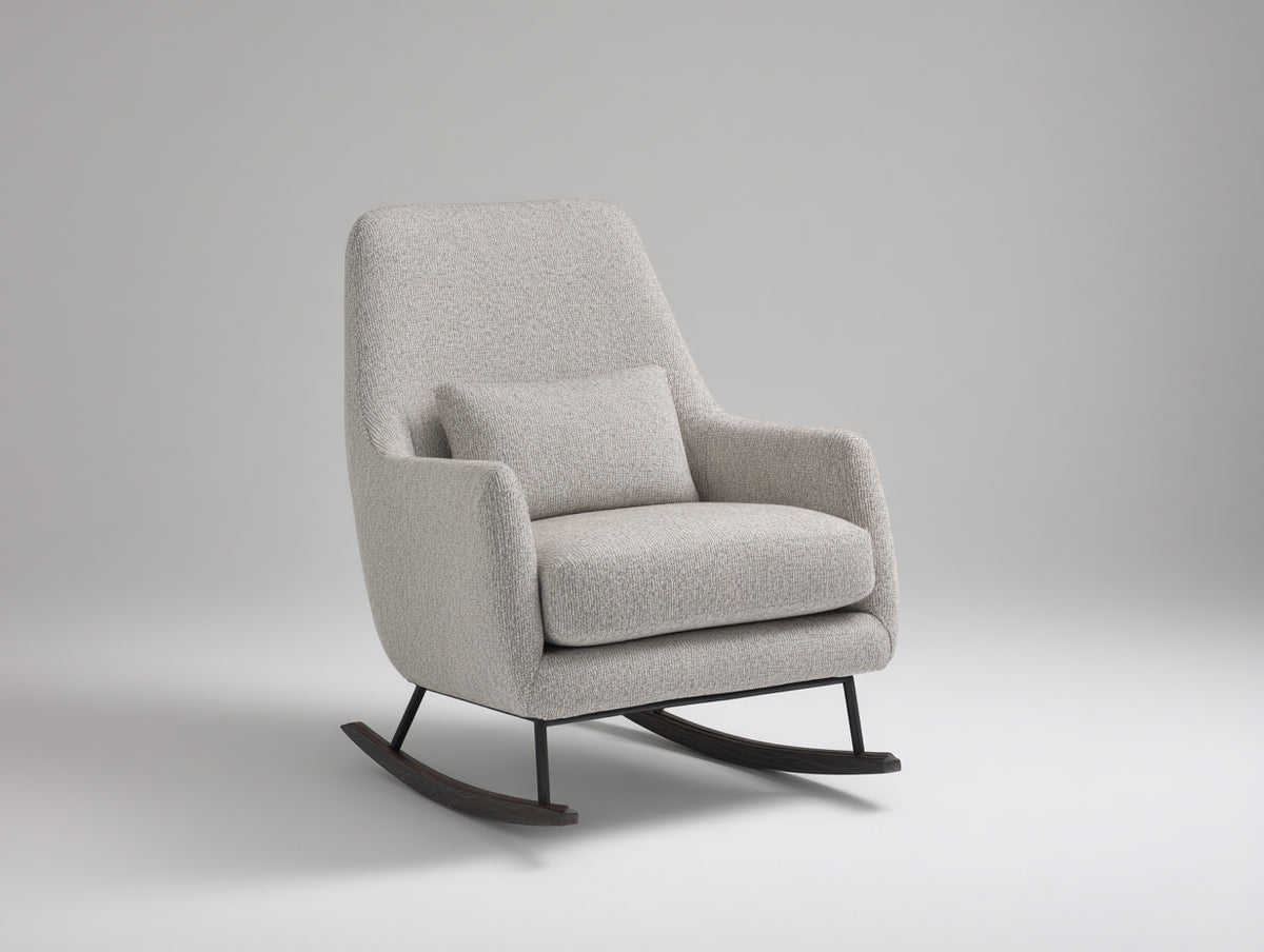 Mecedoras de tejido y madera 78 x 90 x 105 cm - beige y marrón oscuro - mecedora acolchada con respaldo alto