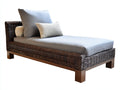 Tumbonas de ratán 200x80x78 cm - Marrón oscuro-Gris claro - Diseño elevado con acolchado