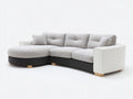 Sofás de esquina de tela 280x200x85 cm - gris claro-blanco-gris oscuro - diseño moderno con chaise longue