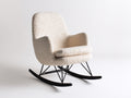 Mecedoras tapizadas 78x92x100 cm - blanco crema-negro - tejido bouclé y base curva reforzada