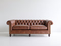 Sofás 2 plazas de cuero 185 x 88 x 78 cm - Marrón - Sofá Chesterfield con capitoné y reposabrazos enrollados