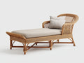 Tumbonas de ratán 180 x 80 x 90 cm - Marrón natural y beige - Tumbona individual con respaldo curvo y reposabrazos