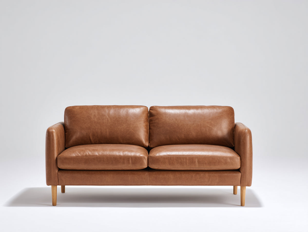 Sofás 2 plazas tapizado 165x85x82 cm - marrón - diseño moderno con patas de madera