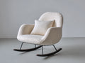 Mecedoras tapizadas 80x90x95 cm - blanco crema-negro - tejido bouclé y base curva de madera