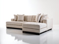 Sofás de esquina de tela 285x200x85 cm - beige crema - tapizado acanalado y chaise longue