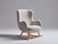 Mecedoras tapizadas 76x88x103 cm - Beige claro-Madera natural - Diseño envolvente con base curva de madera