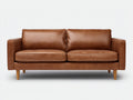 Sofás 2 plazas de cuero 180x85x82 cm - Marrón coñac - Diseño moderno con patas de madera
