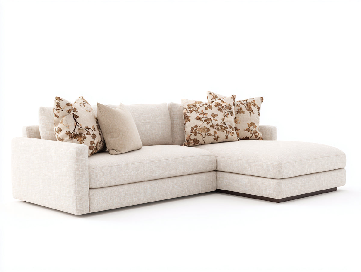 Sofás de esquina de tejido 270 x 165 x 82 cm - beige claro - sofá seccional acolchado con chaise longue