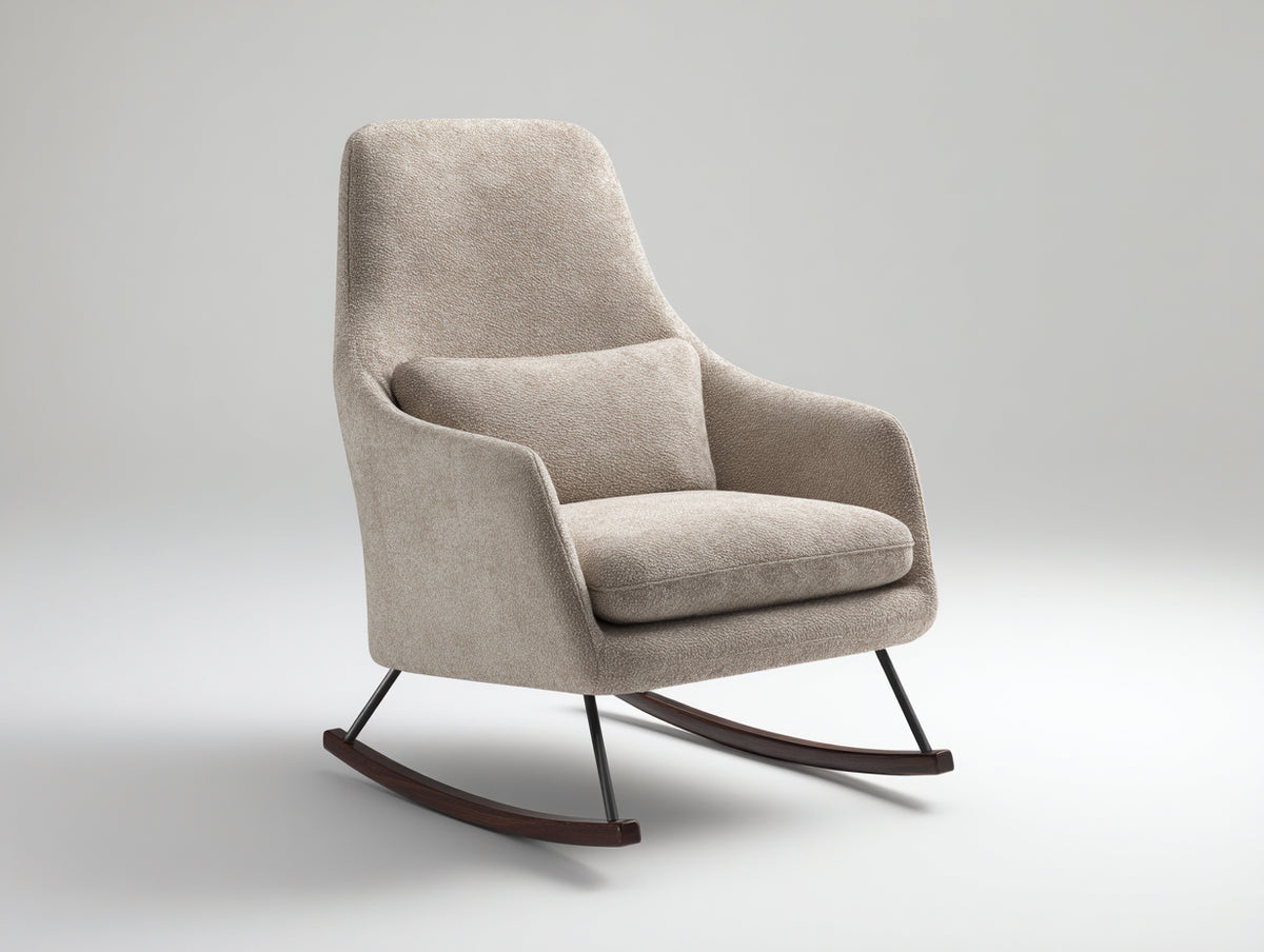 Mecedoras tapizadas 78x88x105 cm - beige - diseño moderno con respaldo alto y base de madera