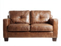 Sofás 2 plazas de cuero 175x88x84 cm - Marrón coñac - Diseño moderno con respaldo acolchado