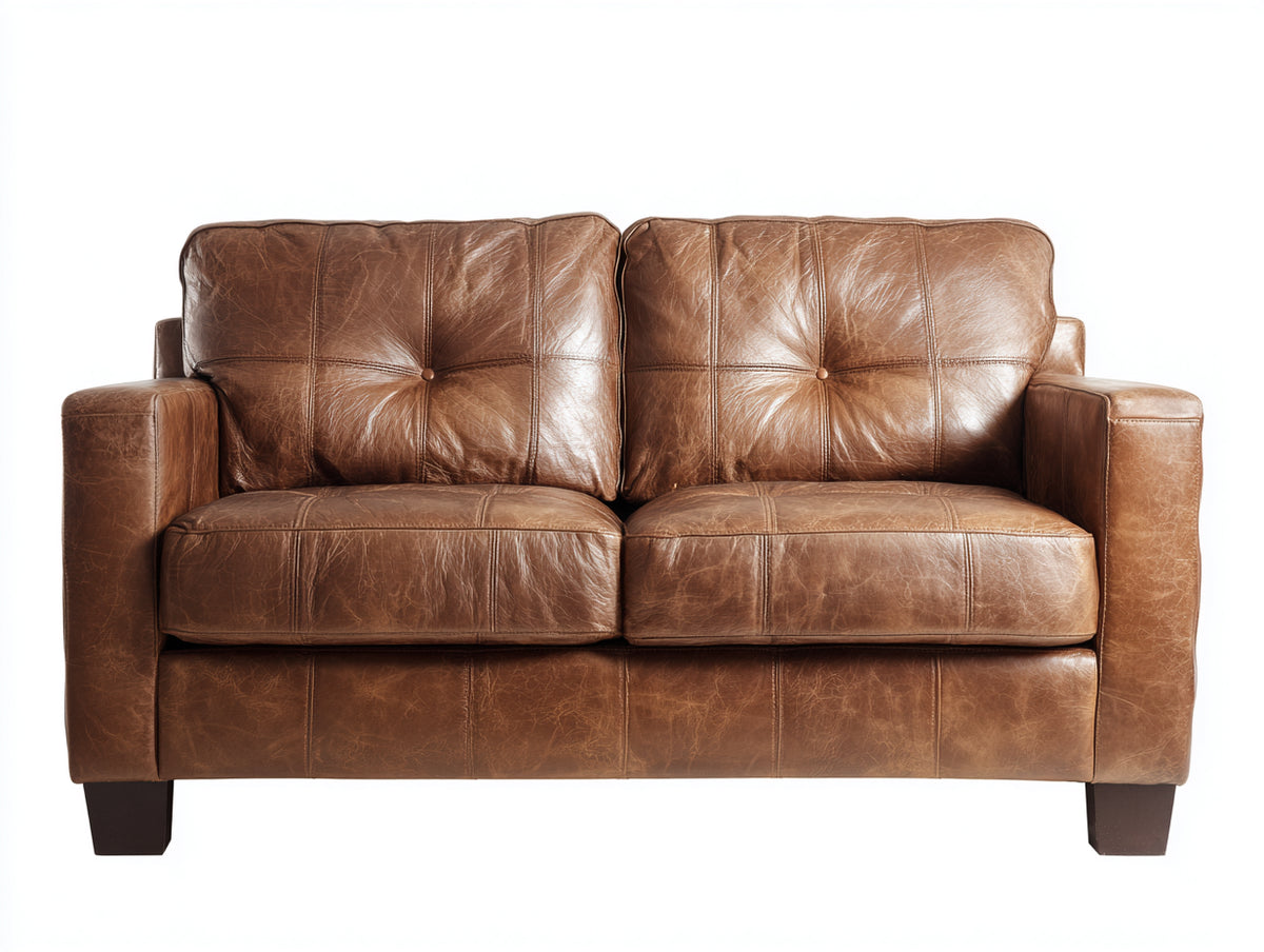 Sofás 2 plazas de cuero 175x88x84 cm - Marrón coñac - Diseño moderno con respaldo acolchado
