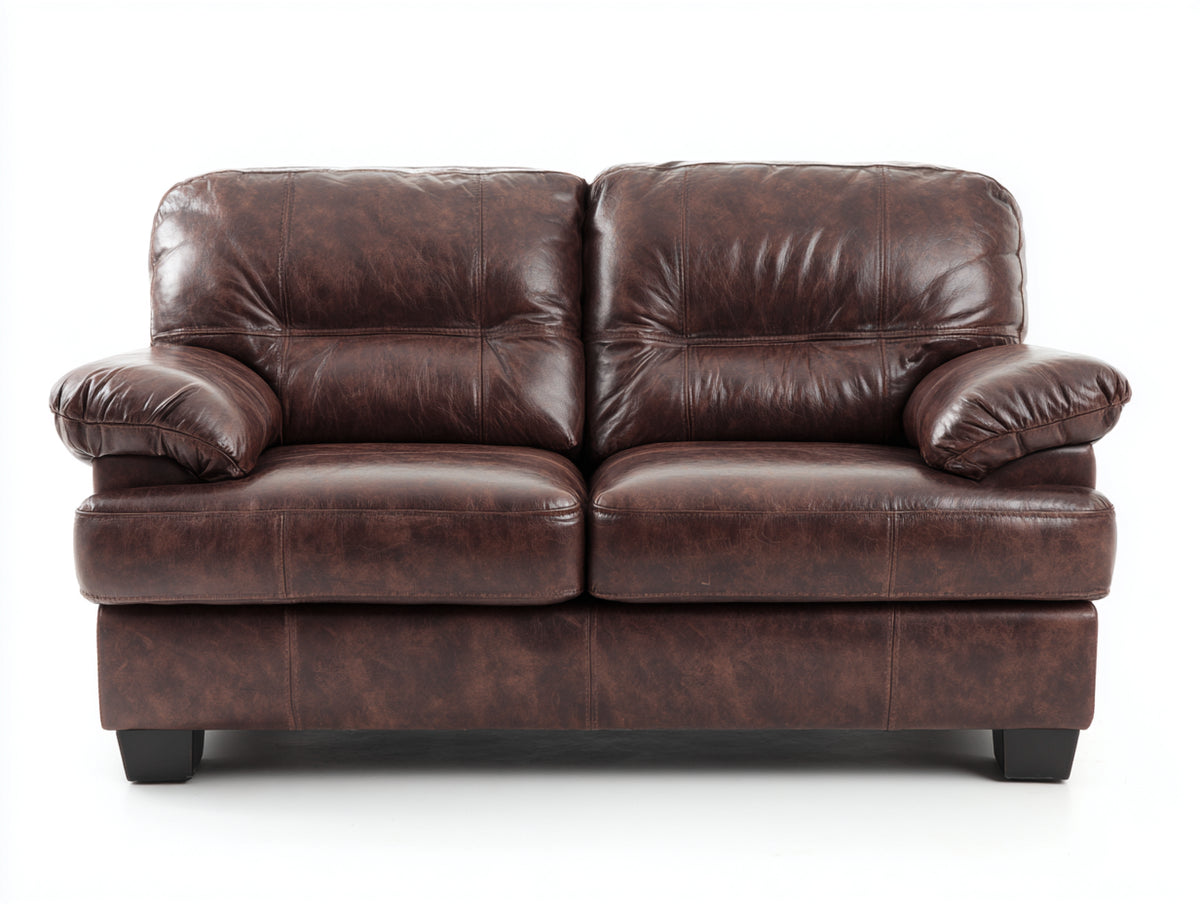 Sofás 2 plazas de cuero sintético 165 x 92 x 95 cm - marrón oscuro - sofá acolchado con reposabrazos anchos