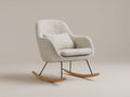 Mecedoras tapizadas de tejido bouclé 76 x 88 x 100 cm - beige y madera natural - mecedora acolchada con estructura metálica