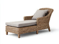 Tumbonas de ratán y madera 175 x 75 x 85 cm - marrón natural y gris claro - tumbona acolchada con respaldo envolvente