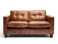 Sofás 2 plazas de cuero 160 x 88 x 86 cm - marrón coñac - sofá acolchado con respaldo abotonado y patas de madera