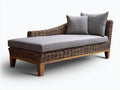 Tumbonas de ratán y madera 180 x 75 x 80 cm - marrón y gris - tumbona acolchada con respaldo lateral