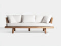 Sofás de exterior de madera 240 x 90 x 78 cm - Natural y blanco - Sofá de 3 plazas con diseño abierto y estilo contemporáneo
