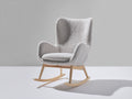 Mecedoras tapizadas 76 x 86 x 102 cm - Beige y natural - Mecedora individual con respaldo alto envolvente y patines de madera